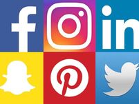 6 social media logos in a 2x3 arrangement. Facebook, Instagram and Linkedin on the top row, snapchat, pinterest and twitter on the bottom row.